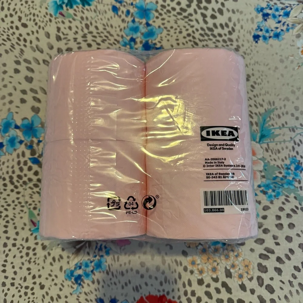 IKEA 4 Pack of Beautiful Pink Toilet Paper NOW DISCONTINUED New